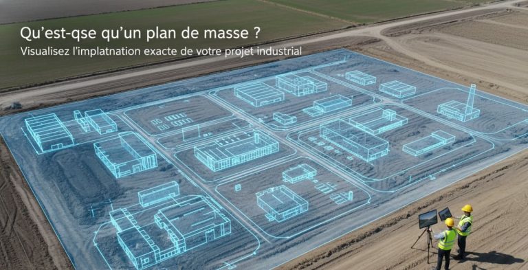 logiciel de plan de masse industriel visualisant l’implantation 3D d’un site industriel